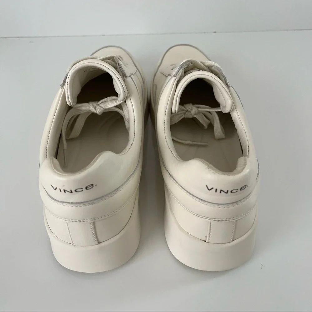 VINCE Warren Court Leather Platform Lace Up Sneakers in Milk NEW